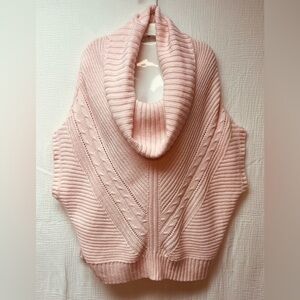 Derek Heart Soft Pink Cowl Neck Long-line Short Batwing Sleeve Sweater, Sz L!